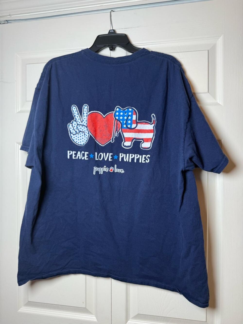 Puppy Love Peace Love Puppies Navy Short Sleeve Tee